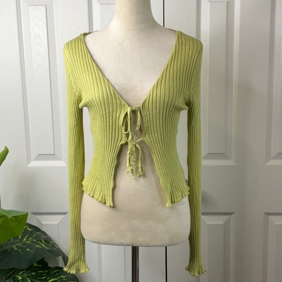 Pink Rose- Women’s Pointelle Tie Front Cardigan Size M - Picture 1 of 11